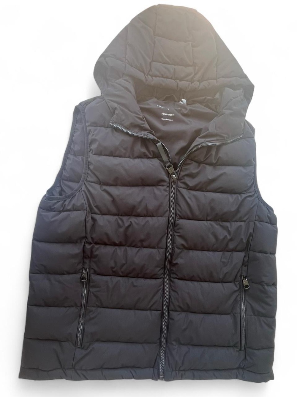 Calvin Klein Infinite Stretch Water Resistant Hooded Puffer Vest Black Women’s L - Picture 2 of 8